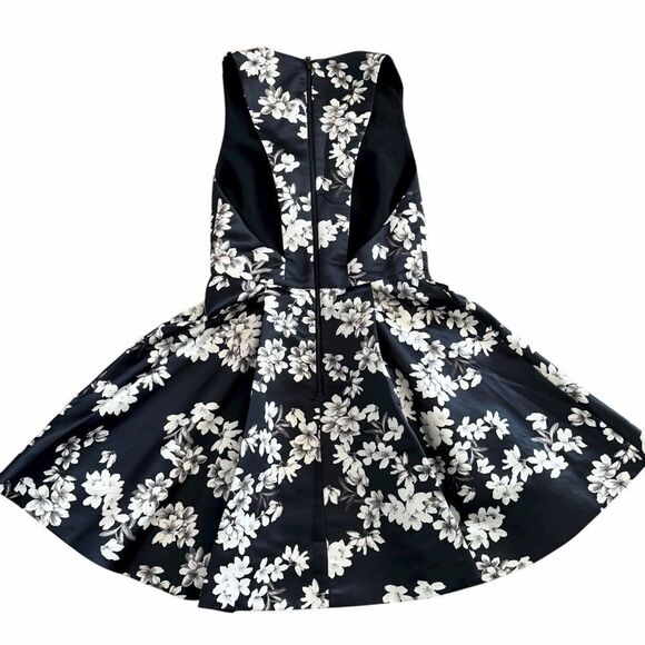 Alice + Olivia Black Floral Fit & Flare Dress Small - Picture 3 of 14